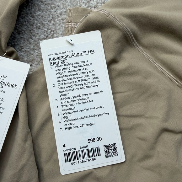 NWT Lululemon Align Racerback Align HR Pant 28” Set Size 2/4 Sheer Oak - Picture 6 of 7